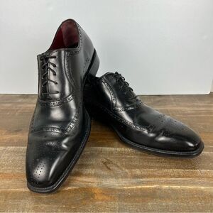 Romano Martegani Italian Leather Black Oxford Fancy Shoes- Size 9